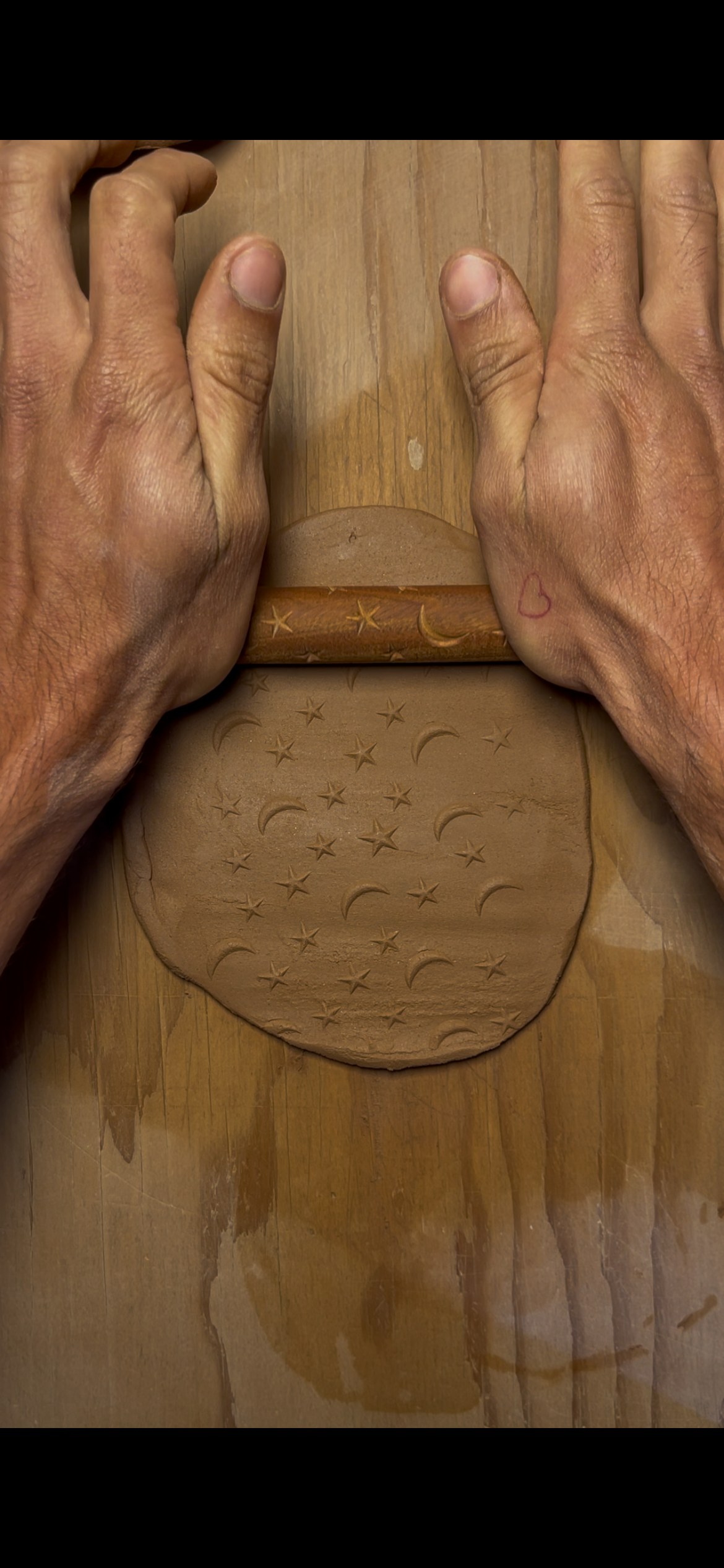 Rolo de textura para argila feito de madeira ferramenta de cerâmica