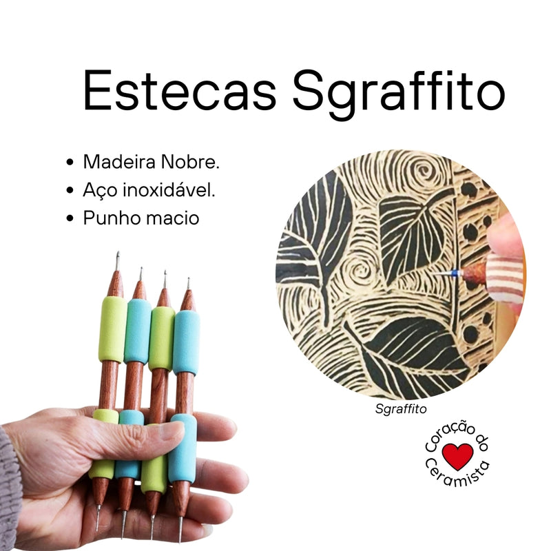 Ferramenta para sgraffito em argila