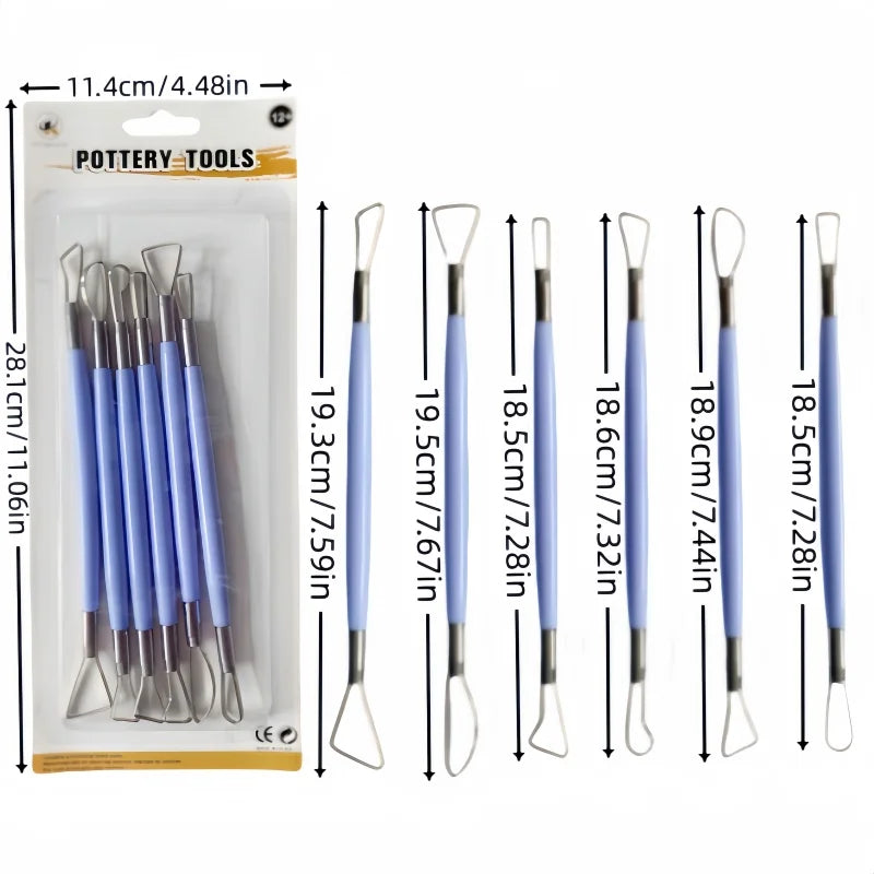 Conjunto de Ferramentas para Escultura em Argila - 6 Peças (Azul)