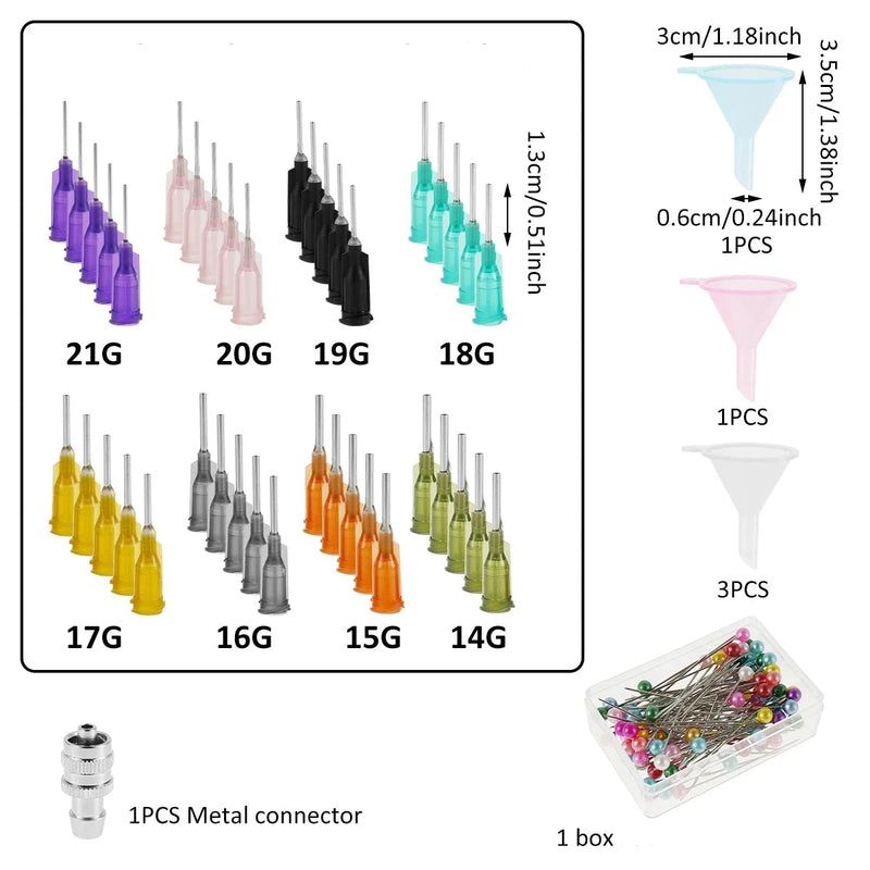 Conjunto de Bisnagas de Precisão para Cerâmica com Agulha de Plástico e Aço, Frasco de Silicone e Funil